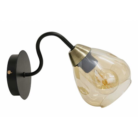 Applique Candellux UNICA nero ottone vetro E27 40W