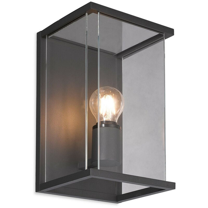 Firstlight Carlton - Lanterne murale extérieure à 1 ampoule graphite, verre transparent IP54, E27