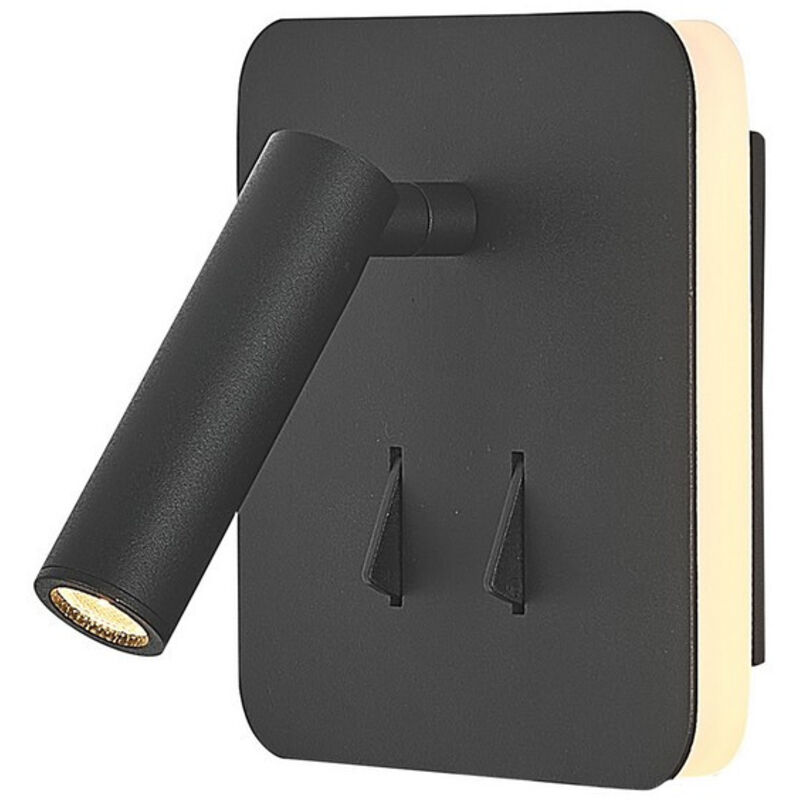 Applique murale intérieure liseuse Led carrée noir mat Mantra Cayman