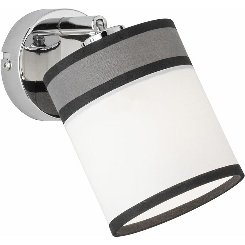 Applique chambre tissu applique bras pivotant blanc applique intérieur design moderne, abat-jour textile métal, douille E14, LxlxH 10x15,5x15,5 cm