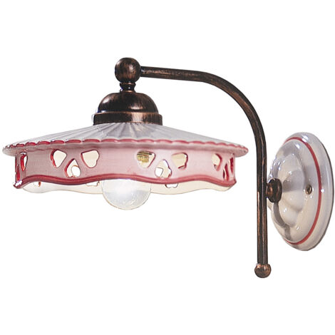 Applique Classica Alessandria Ferro E Ceramica Nero Sfumato Rame 1 Luce E27