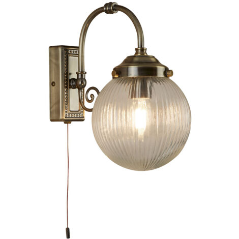 Applique Classica Belvue Acciaio Ottone Vetro Trasparente 1 Luce E14
