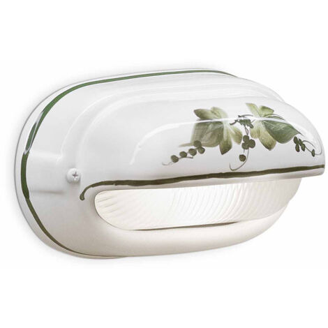 Applique Classica Brindisi Alluminio E Ceramica Bianco Decorato 1 Luce E27