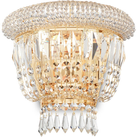 Applique Classica Dubai Metallo-Cristallo Ottone 2 Luci E14