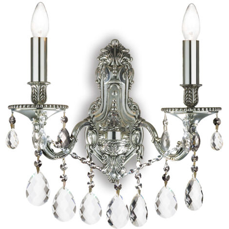 Applique Classica Gioconda Metallo-Cristallo Argento 2 Luci E14