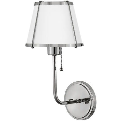 Applique classica nichel lucido paralume bianco E27 Hinkley