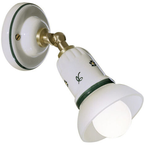 Applique Classica Savona Ceramica E Ottone Satinato Decorato Filo Blu 1 Luce E14