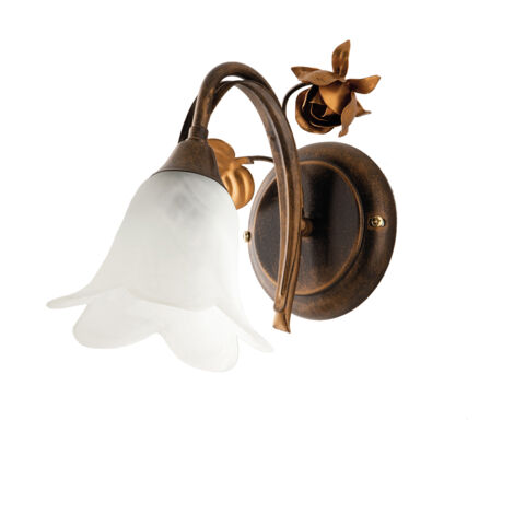Applique Classico Arte Povera 1 Luce Ferro Battuto Marrone E Oro Serie Cestino
