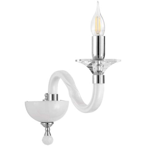 Applique classique en verre cristal E14 pour salon Gala - Blanc