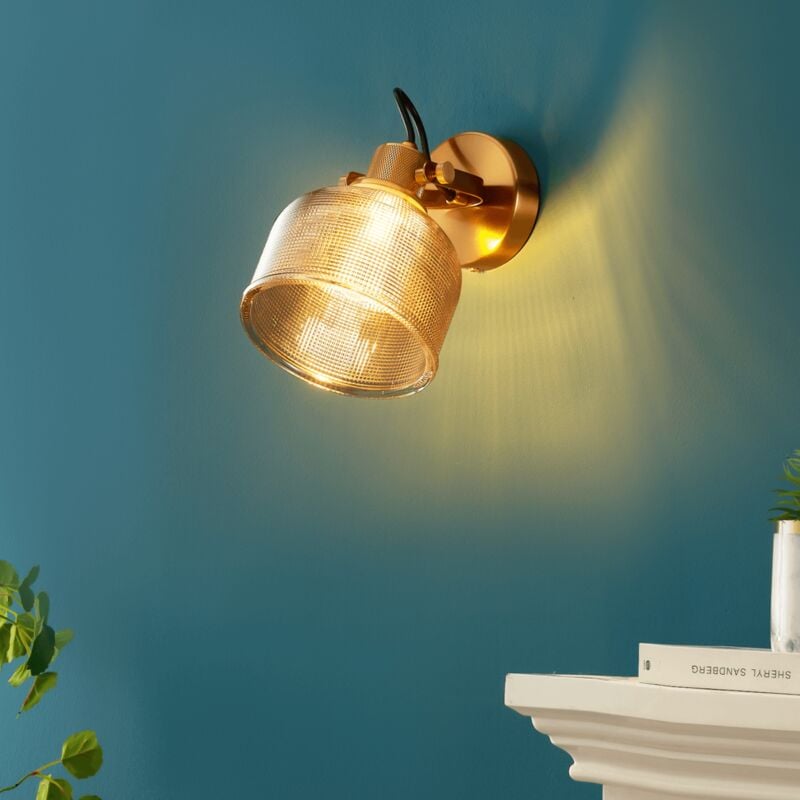 Applique cloche verre ambré texturé - Vela