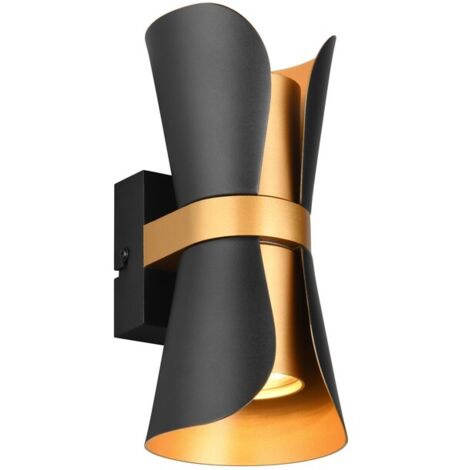 Applique COAT metallo nero oro up&down 2xGU10 10W Trio