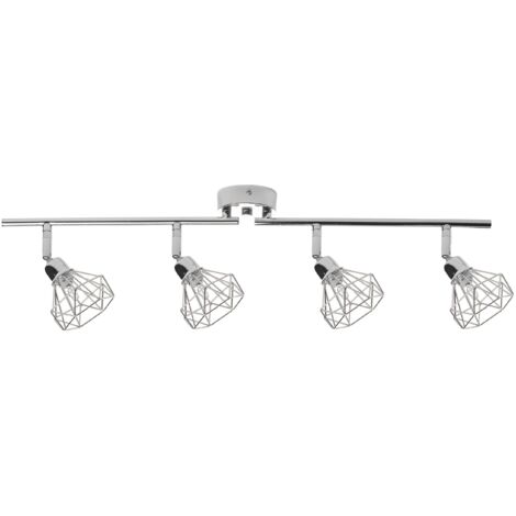 Applique con 4 Punti Luce in Metallo Color Argento Bracci Regolabili Erma