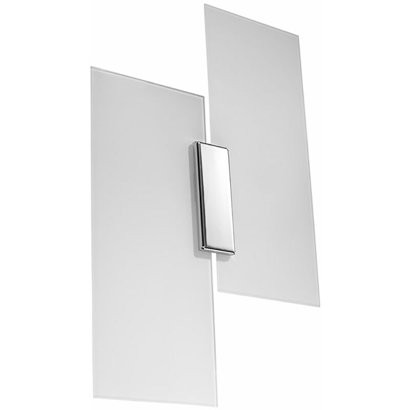 Image of Lampada da parete con applique design cromato Lampada da soggiorno in vetro satinato, bianco argento, 2x E27, x h x p 27x37x7 cm, cucina, corridoio