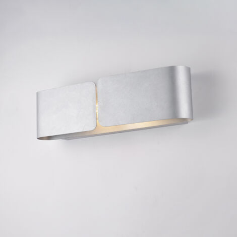Applique con diffusore taglio laser in ferro laccato bianco con decorazione argento antico 2 luci H.12 - L.45 - P.10