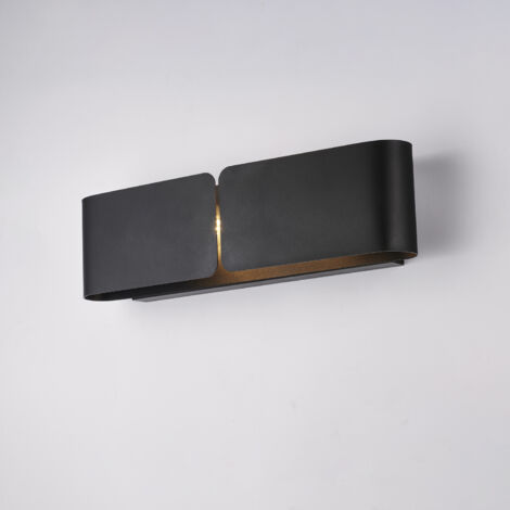 Applique con diffusore taglio laser in ferro laccato nero 2 luci H.12 - L.45 - P.10