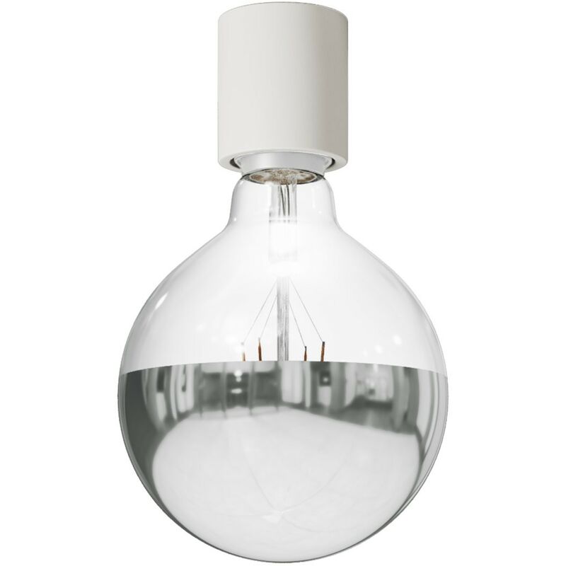 Image of Creative Cables - Applique con lampadina a vista mezza sfera argento - Waterproof IP44 Con lampadina - Bianco - Con lampadina