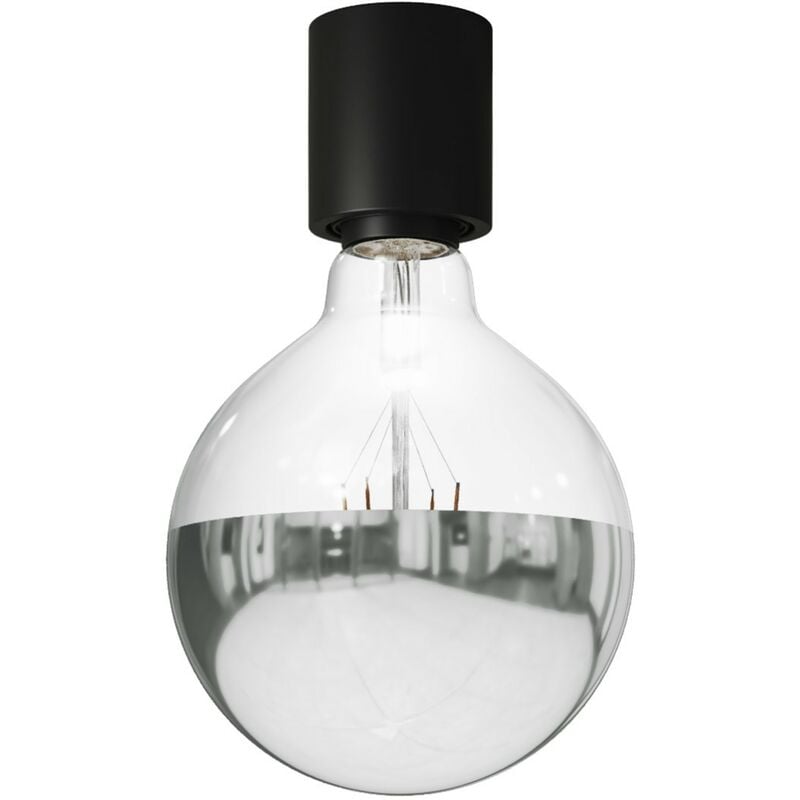 Image of Creative Cables - Applique con lampadina a vista mezza sfera argento - Waterproof IP44 Con lampadina - Nero - Con lampadina