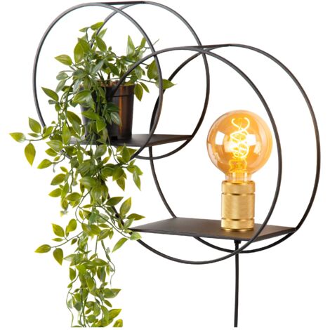 Applique con mensola CIRCLE nero/oro E27 40W Lucide