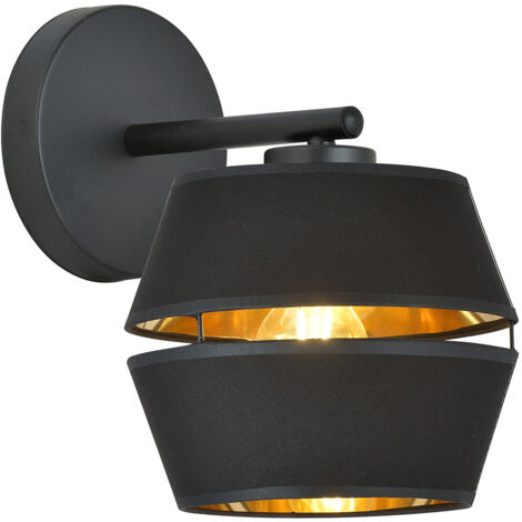 Applique Contemporanea 1 Luce Bellerofonte In Metallo Nero E Oro