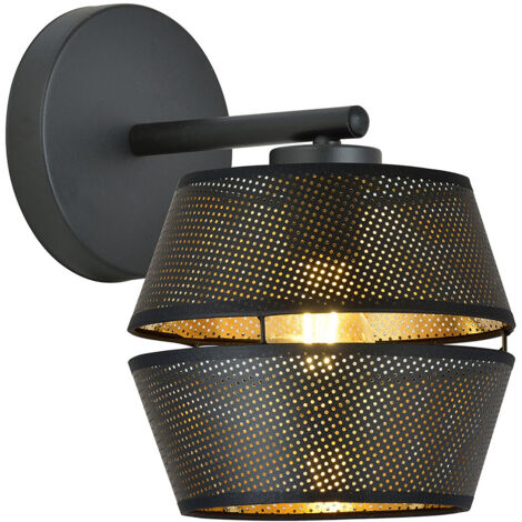 Applique Contemporanea 1 Luce Enea In Metallo Nero E Oro