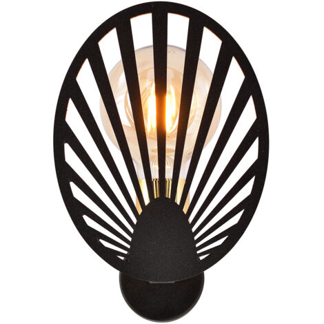 Applique Contemporanea 1 Luce Lira In Acciaio Nero E Oro