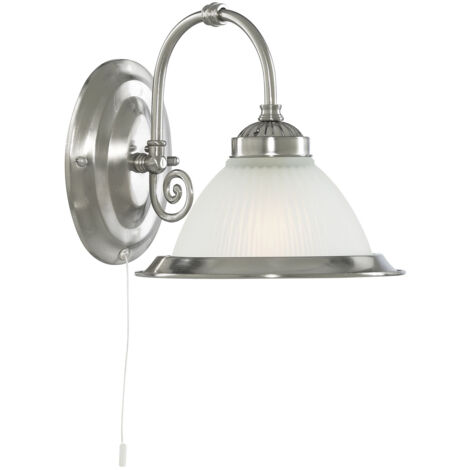 Applique Contemporanea American Dinner Acciaio Argento Vetro 1 Luce E27