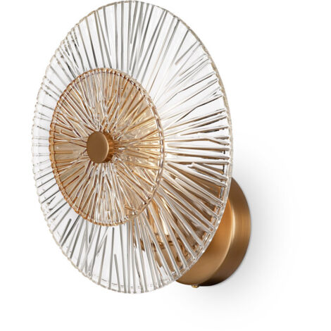 Applique Contemporanea Aster 1 Luce Con Diffusore Vetro E Rosone Oro In Metallo