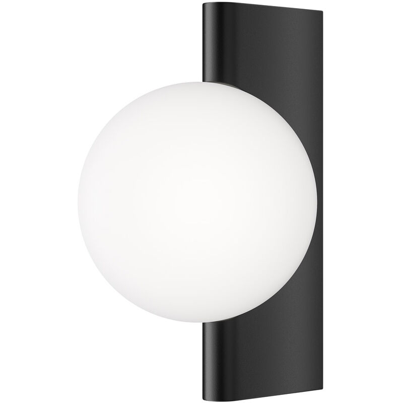 Image of Applique Contemporanea Avant-Garde In Metallo Nera 1 Luce Con Diffusore Bianco - Bianco