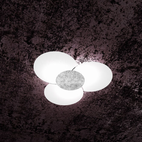Applique Contemporanea Clover Metallo Foglia Argento 6 Luci E27 70Cm