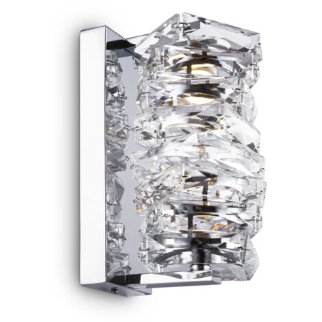 Applique Contemporanea Coil Struttura Acciaio Cromo E Diffusore Vetro Led