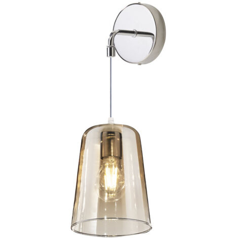 Applique Contemporanea Con Cavo Shaded Metallo Cromo Vetro Ambra 1 Luce E27
