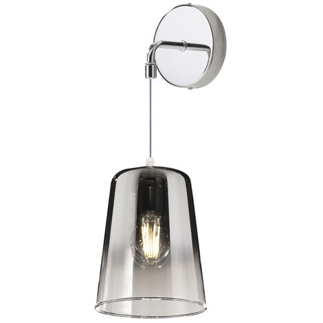 Applique Contemporanea Shaded Metallo Cromo Vetro Ambra 1 Luce E27