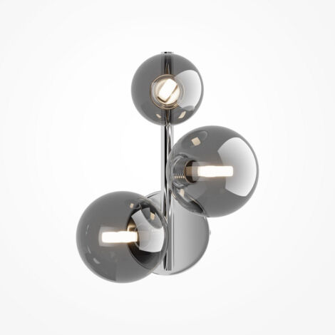 Applique Contemporanea Dallas Metallo Cromo 3 Luci Diffusori Fumè