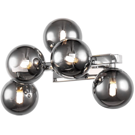 Applique Contemporanea Dallas Metallo Oro 5 Luci Diffusori Ambra
