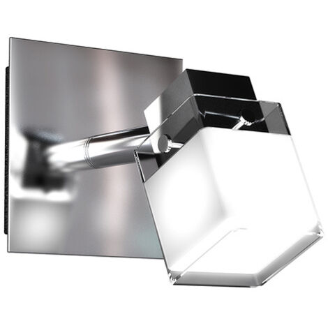 Applique Contemporanea Dice Metallo Cromo Vetro Trasparente Satinato 1 Luce G9