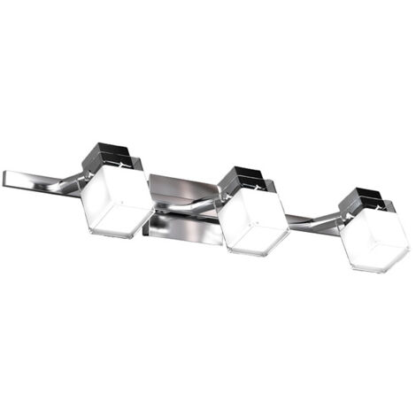 Applique Contemporanea Dice Metallo Cromo Vetro Trasparente Satinato 3 Luci G9