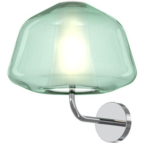 Applique Contemporanea Double Skin Alpha Metallo Verde Vetro Cromo 1 Luce E27