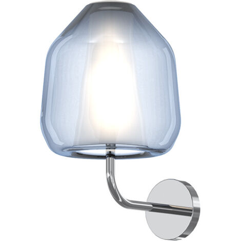Applique Contemporanea Double Skin Beta Metallo Cromo Vetro Blu 1 Luce E27