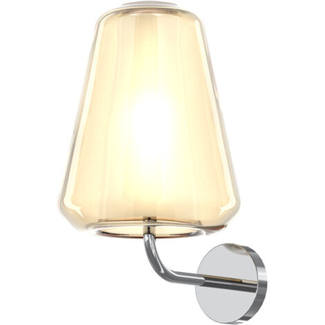 Applique Contemporanea Double Skin Gamma Metallo Cromo Vetro Ambra 1 Luce E27