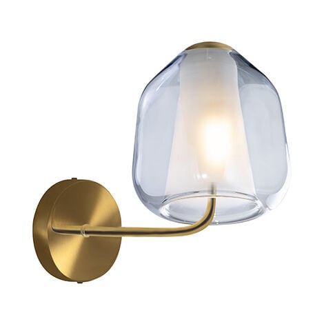 Applique Contemporanea Double Skin Metallo Ottone Vetro Blu 1 Luce E27