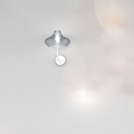 Applique Contemporanea Dress Metallo Bianco Vetro Blu 1 Luce E27