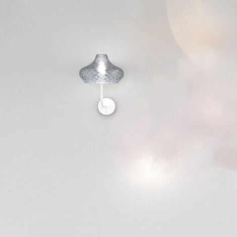 Applique Contemporanea Dress Metallo Bianco Vetro Blu 1 Luce E27