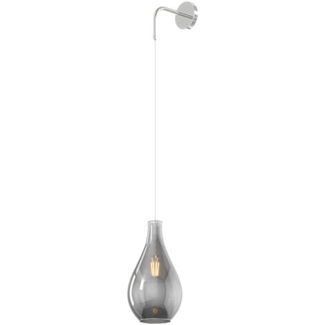 Applique Contemporanea Drop 2.0 Metallo Cromo Vetro Fumè 1 Luce E27