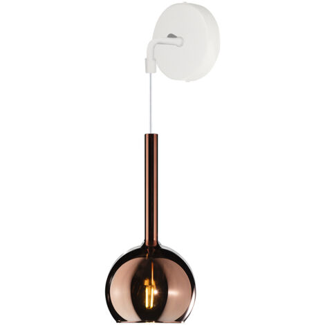 Applique Contemporanea Future Metallo Bianco Vetro Rame 1 Luce E27