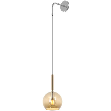 Applique Contemporanea Future Metallo Cromo Vetro Ambra 1 Luce E27