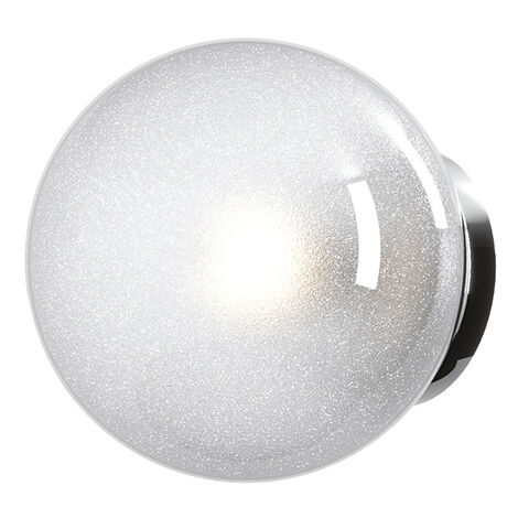 Applique Contemporanea Glitter Metallo Cromo Vetro Soffiato Trasp 1 Luce E14
