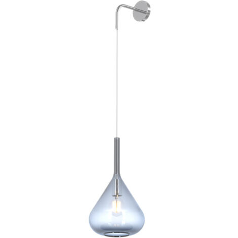 Applique Contemporanea Kona Metallo Cromo Vetro Blu 1 Luce E27