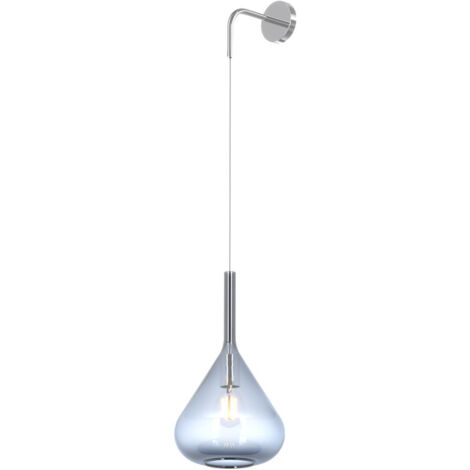 Applique Contemporanea Kona Metallo Cromo Vetro Blu 1 Luce E27