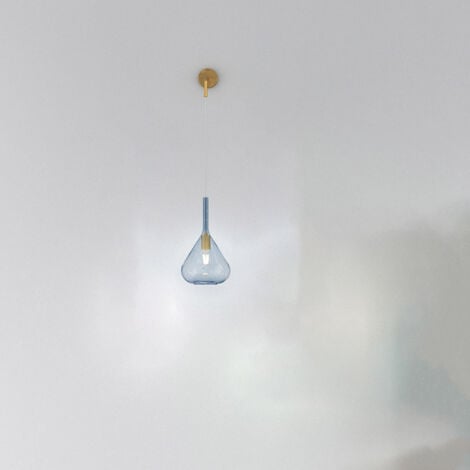 Applique Contemporanea Kona Metallo Ottone Vetro Blu 1 Luce E27