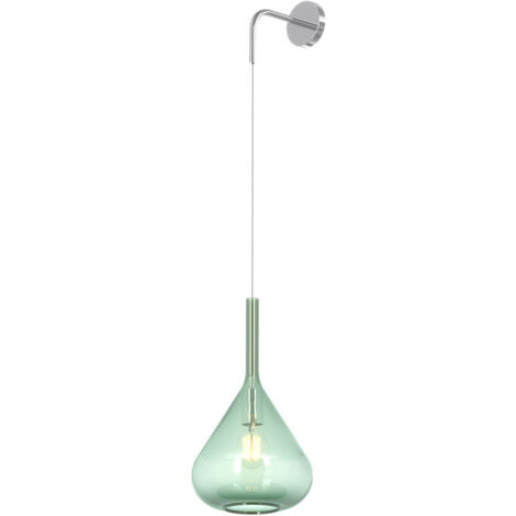 Applique Contemporanea Kona Metallo Verde Vetro Cromo 1 Luce E27